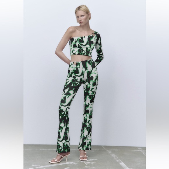 ZARA Asymmetrical Multicolored Jacquard Top - Picture 2 of 8